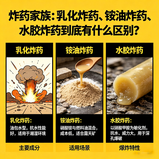 白云炸药家族：乳化炸药、铵油炸药、水胶炸药到底有什么区别？